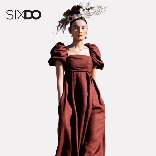 Đầm dài linen tay phồng SIXDO
