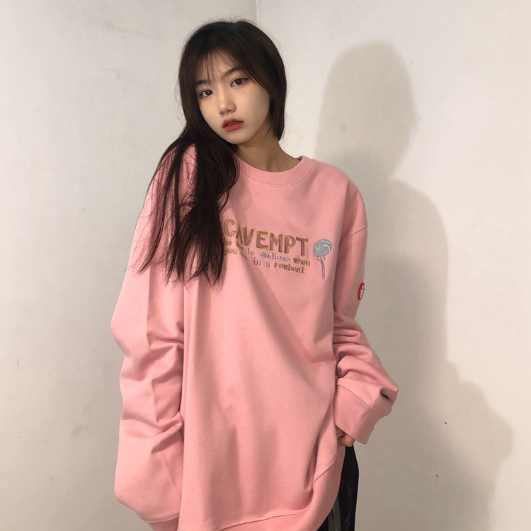 Áo sweater - Áo nỉ bông ngoại tay phồng hình thêu CAVEMPT dễ thương 1hit_unisex