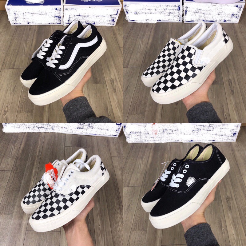 Giày Vans Old Skool, Caro Vans Classic Đen Vaul