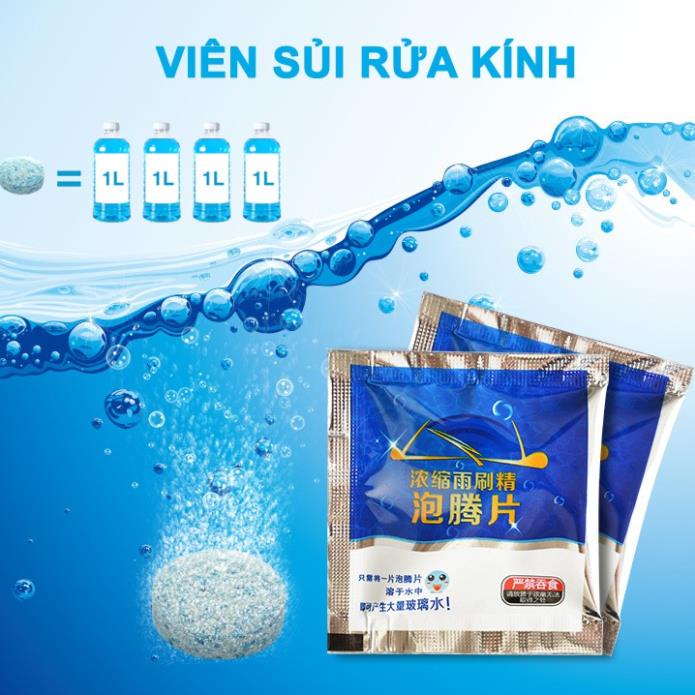 [FLASHSALE] COMBO 50 Viên Sủi Rửa Kính Xe Ô tô - Viên Pha Nước Rửa Gương Kính, Lau Cửa - Làm Sạch Vết Bẩn Trên Đồ Đạc