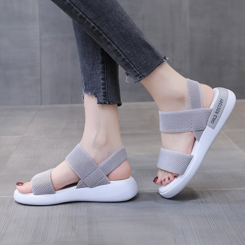 Dép sandal nữ cao cấp da mềm bọc vải thun co giãn - Vincent Shop