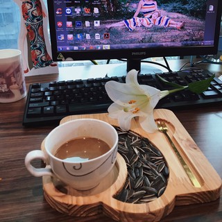 Khay gỗ decor đựng cốc cafe trà - Lengkengdecor