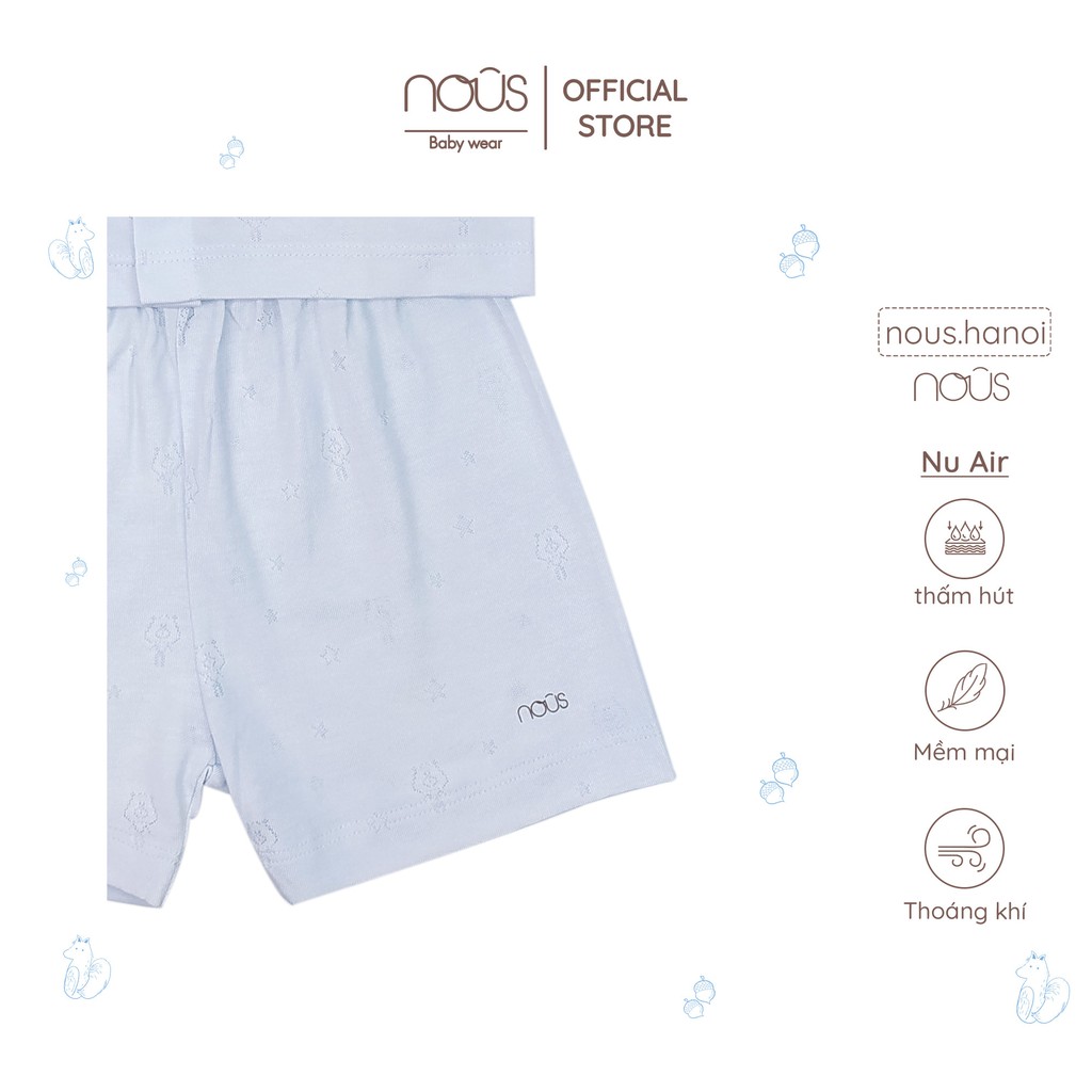 Bộ Quần Áo Cộc Nous Cài Thẳng Cộc Xanh Nhạt (Size 3-6 Tháng Đến 9-12 Tháng)