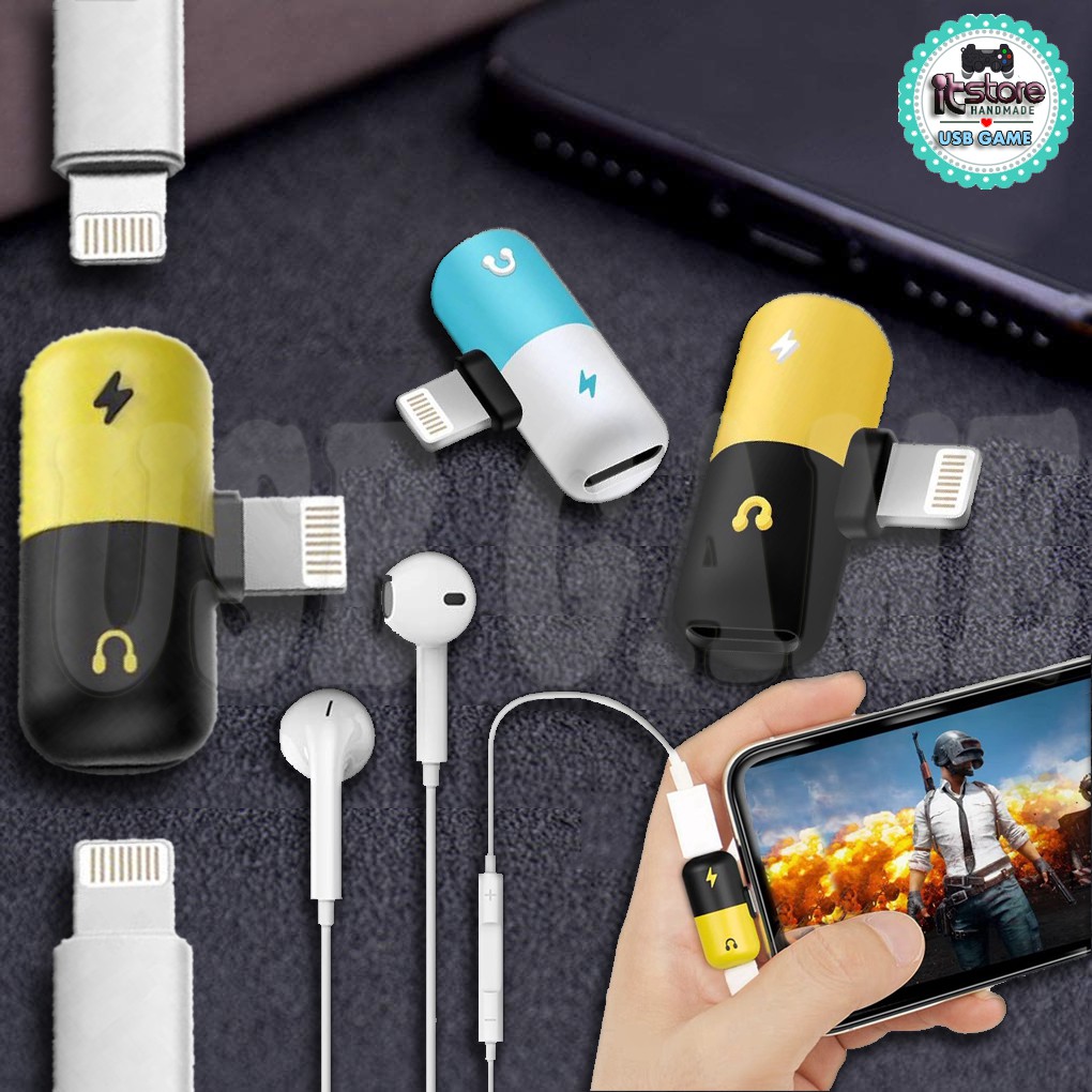 Đầu jack chia chân sạc và tai nghe 2 in 1 iphone X/8/7/6 plus hỗ trợ trả lời cuộc gọi có thể tăng giảm âm và dừng nhạc