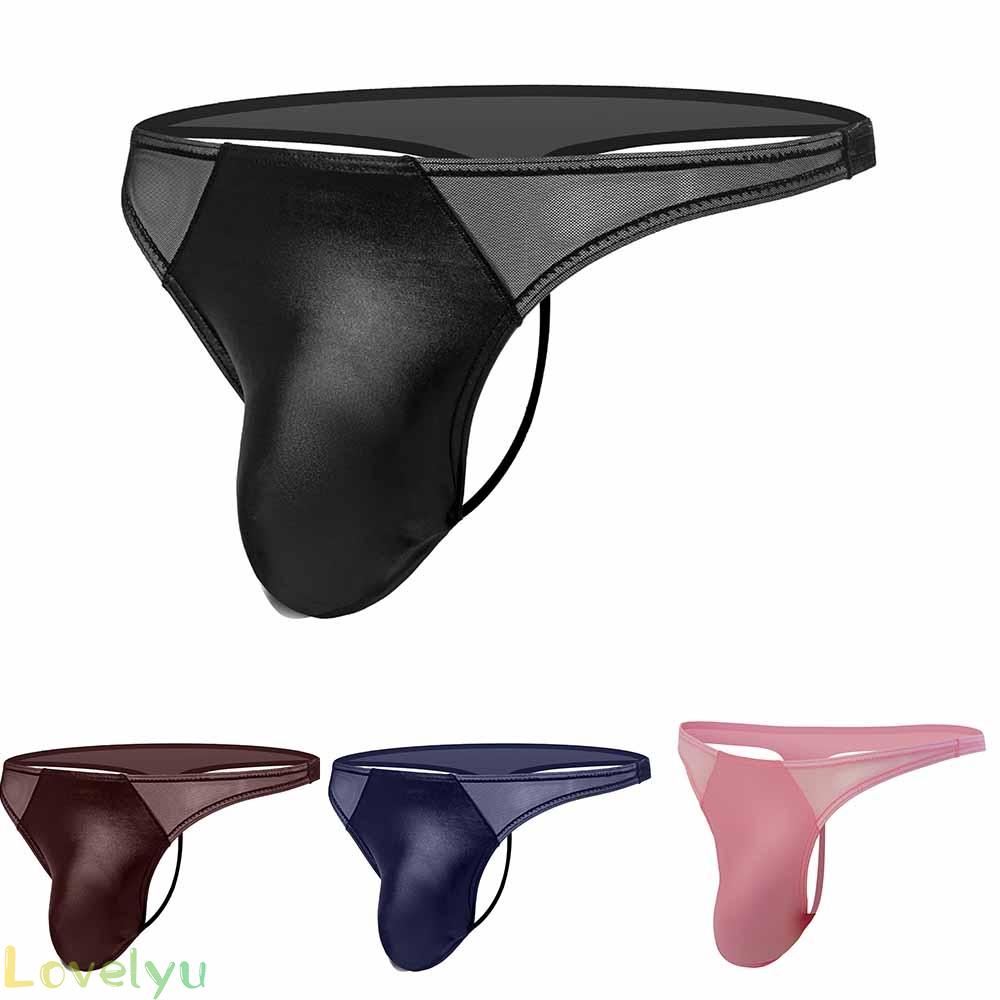 &lt;READY STOCK&gt;Men Erotic Panties Sexy Patent Leather Transparent Mesh G String TBack Thong Underwear RaeSlU Aufose100% brand new！