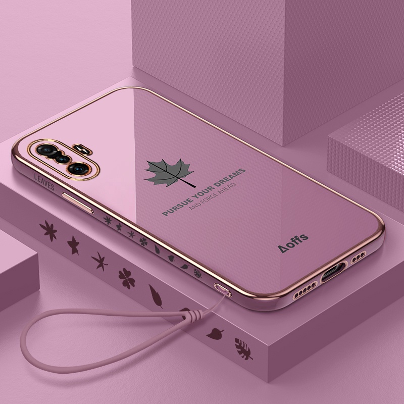 Ốp Điện Thoại Dẻo In Hình Lá Phong Cho Xiaomi Redmi K50 Gaming Redmi K50 Pro Poco F3 Redmi K40 K40 Pro Poco F4 Poco X3 GT Redmi 9T Mi 11 Lite 5G Plating TPU Anti Casing With Lanyard