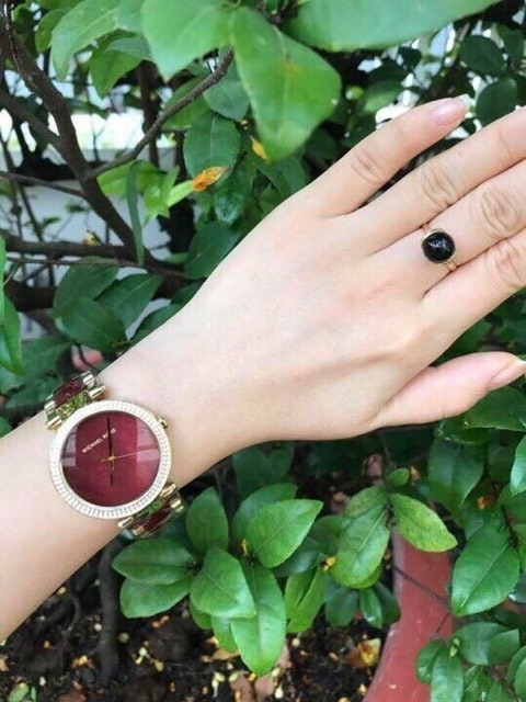 ♥️Đồng hồ nữ MICHAEL KORS MK6427 Parker Crystallized Gold tone steel and Garnet Acetate Bracelet Women’s Watch 39mm