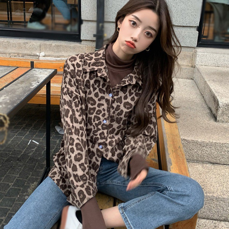 Designed Leopard Print Shirt New Long-sleeved All-match Ladies Loose Temperament Blouse | BigBuy360 - bigbuy360.vn