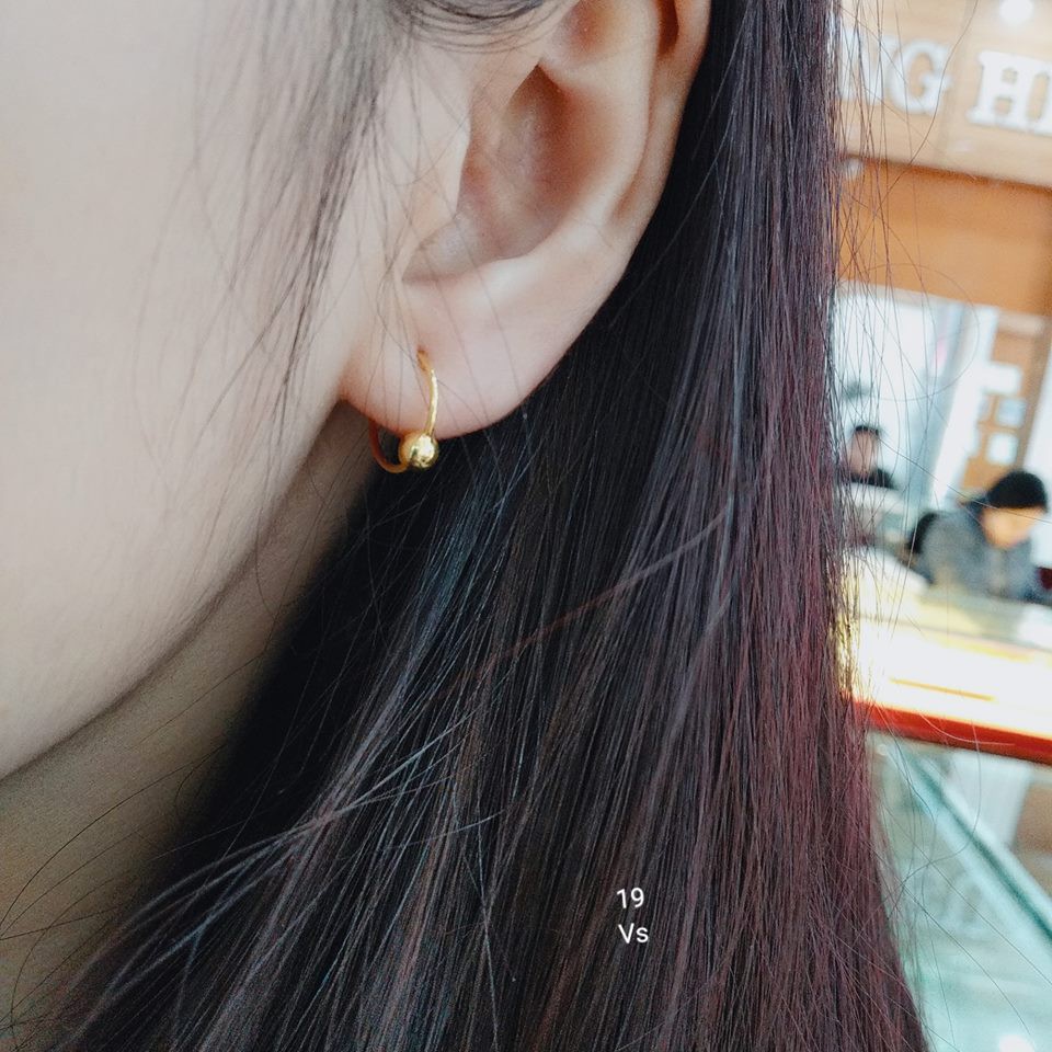 Bông tai bi vàng,khuyên tai vòng tàu mix bi cho mẹ và bé đeo đều đẹp