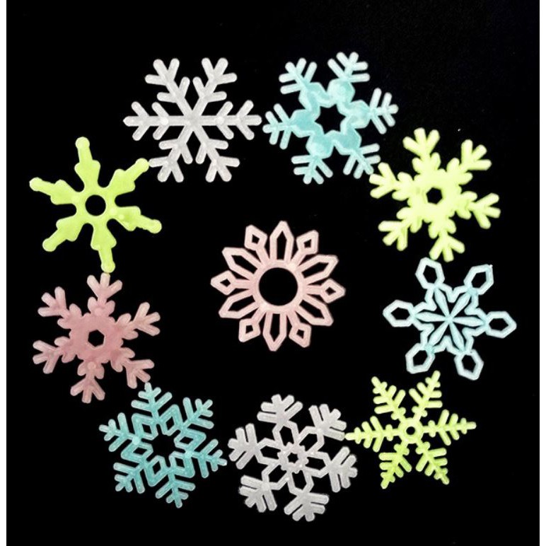 Gói 50 bông tuyết dạ quang - Bông tuyết dính tường phát sáng - chỉ còn Hồng/ Xanh Clovershop68