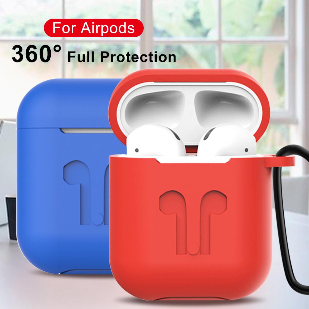 Hộp silicone màu trơn bảo vệ tai nghe Bluetooth cho Apple Airpods 1 2