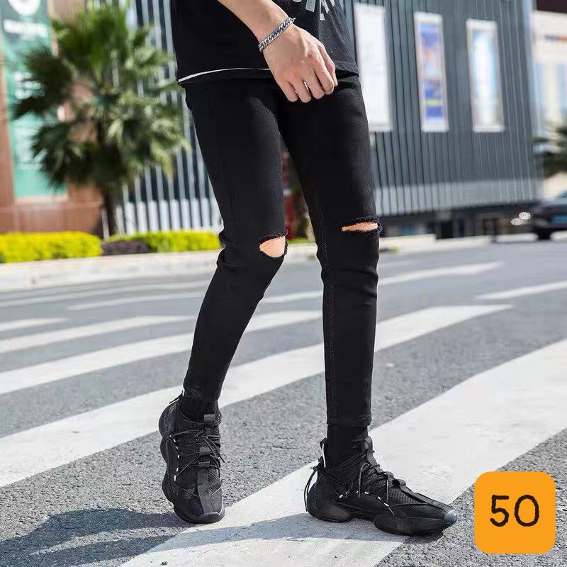 Quần jean nam cao cấp 🤜 Ảnh Thật + Freeship 🤛 Quần Bò Nam Rách Co Giãn HG18 | BigBuy360 - bigbuy360.vn