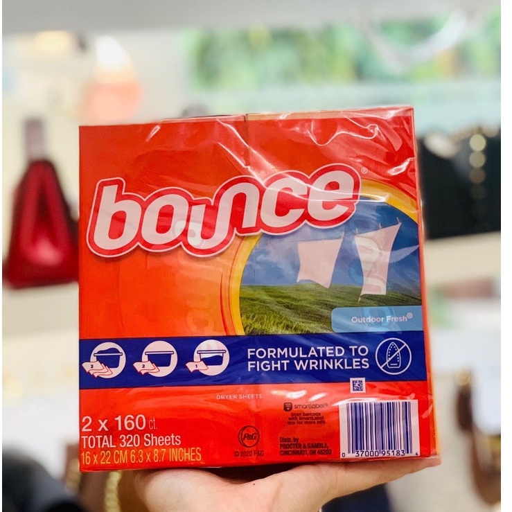 Giấy xả thơm vải Bounce 160 tờ giấy xả quần áo Mỹ (hàng USA) / Lốc 2 hộp giấy thơm Bounce