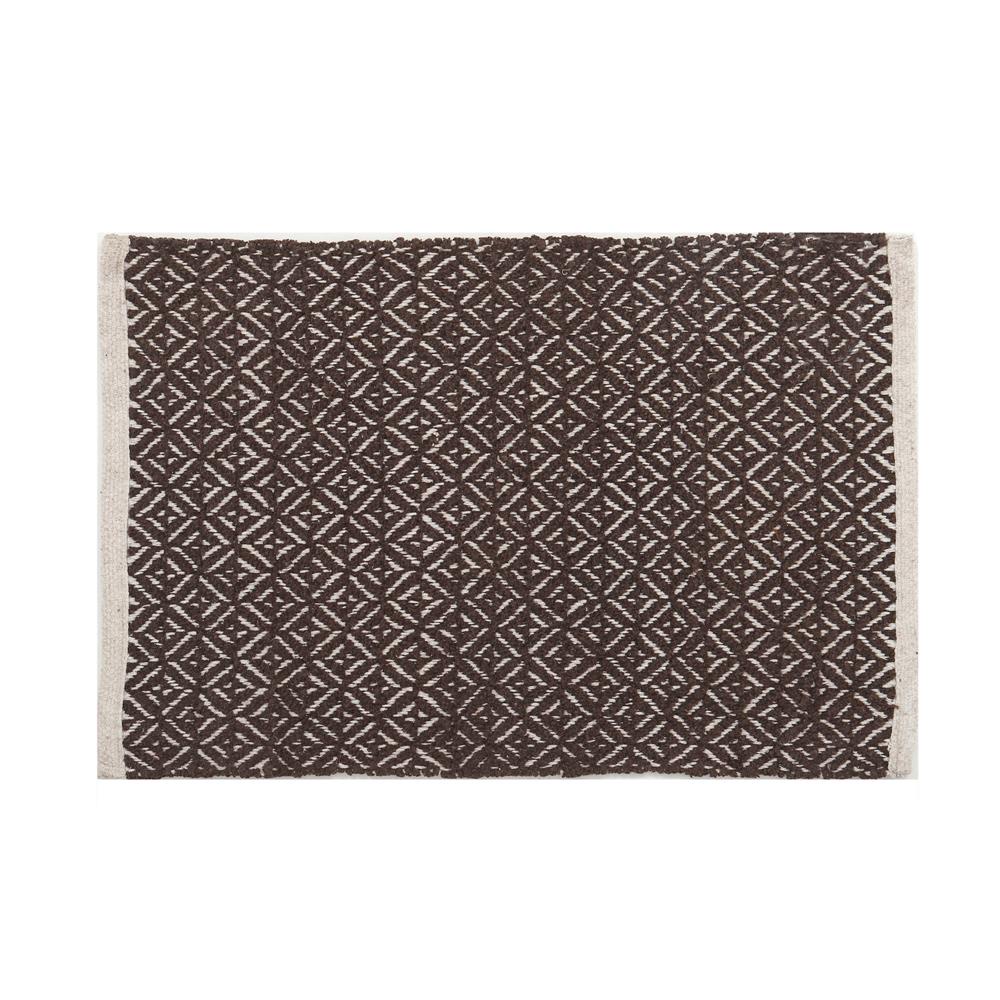 HomeBase HLS Thảm trải sàn bằng cotton có lớp chống trượt SS-VIGGA W45XH70xD1cm màu nâu đậm