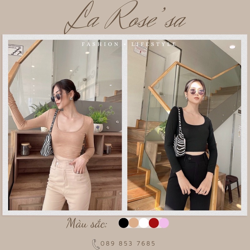 ÁO THUN CROPTOP TAY DÀI CỔ VUÔNG