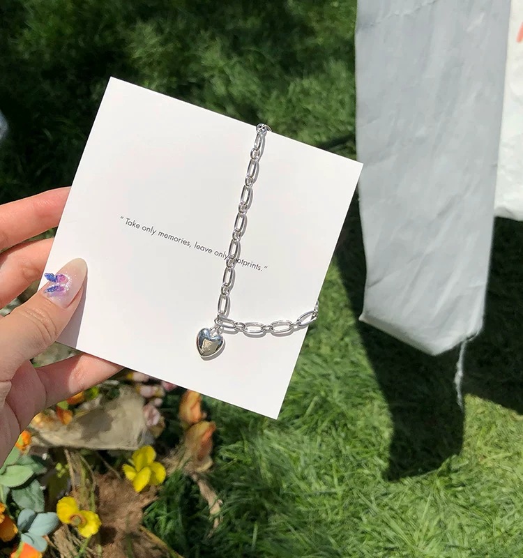 iF YOU Vòng đeo tay   mạ bạc mặt trái tim thanh lịch thời trang dành cho nữ