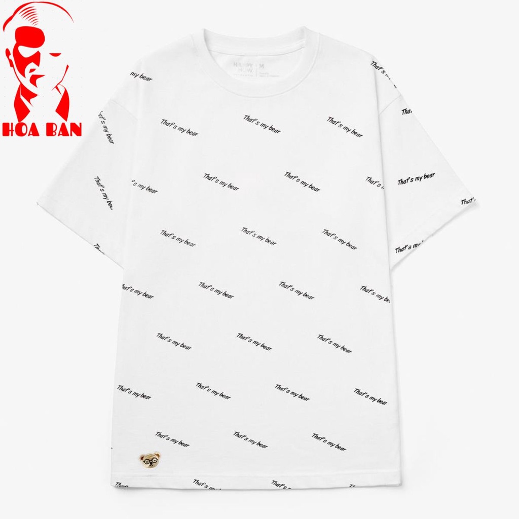 Áo thun unisex WHITEBEAR vải cotton dệt kim sợi đôi, form oversize, trẻ trung, năng động - HAPPYHOW