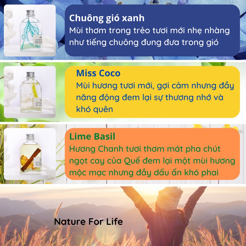 Tinh dầu thơm phòng BYME, lọ tinh dầu thơm để phòng ngủ phát sáng ban đêm - TD15