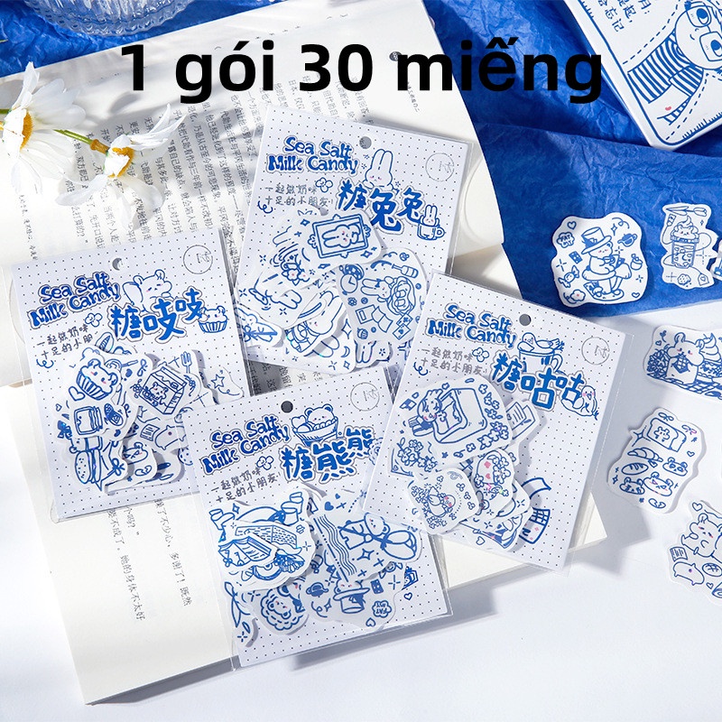 Bộ 30 Miếng Dán Mini Họa Tiết Hoạt Hình Động Vật Dễ Thương Trang Trí Sổ Tay / Nhật Ký DIY 4 Kiểu
