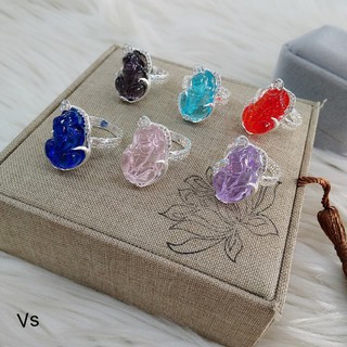 Nhẫn kim tiền nữ bạc ta  tỳ hưu đá phong thuỷ,phụ kiện nữ,vàng bạc an chi