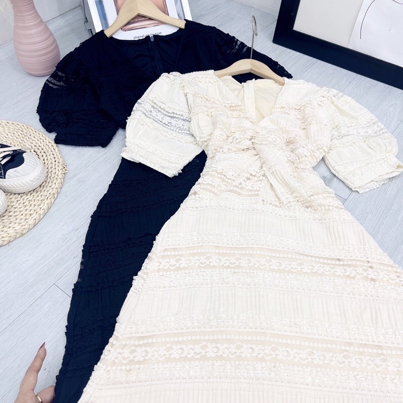 Đầm midi xoắn ngực