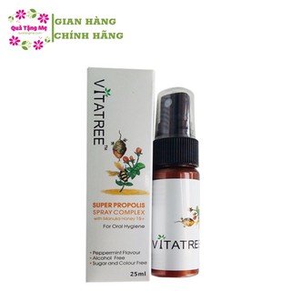 Keo Ong Xịt Họng Vitatree Super Propolis Spray Complex With Manuka 15+ 25ml