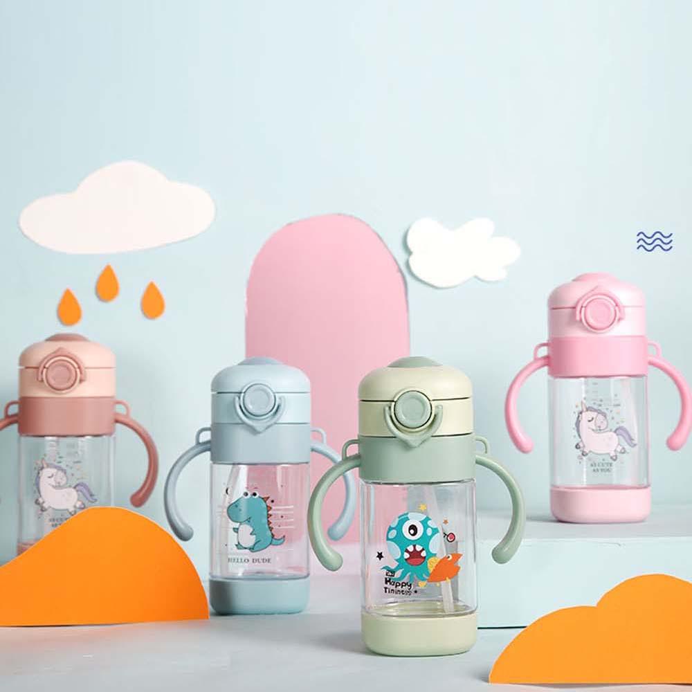 Bình Đựng Nước Bằng Nhựa Chống Tràn Chống Rơi Họa Tiết Hoạt Hình Dễ Thương Cho Bé