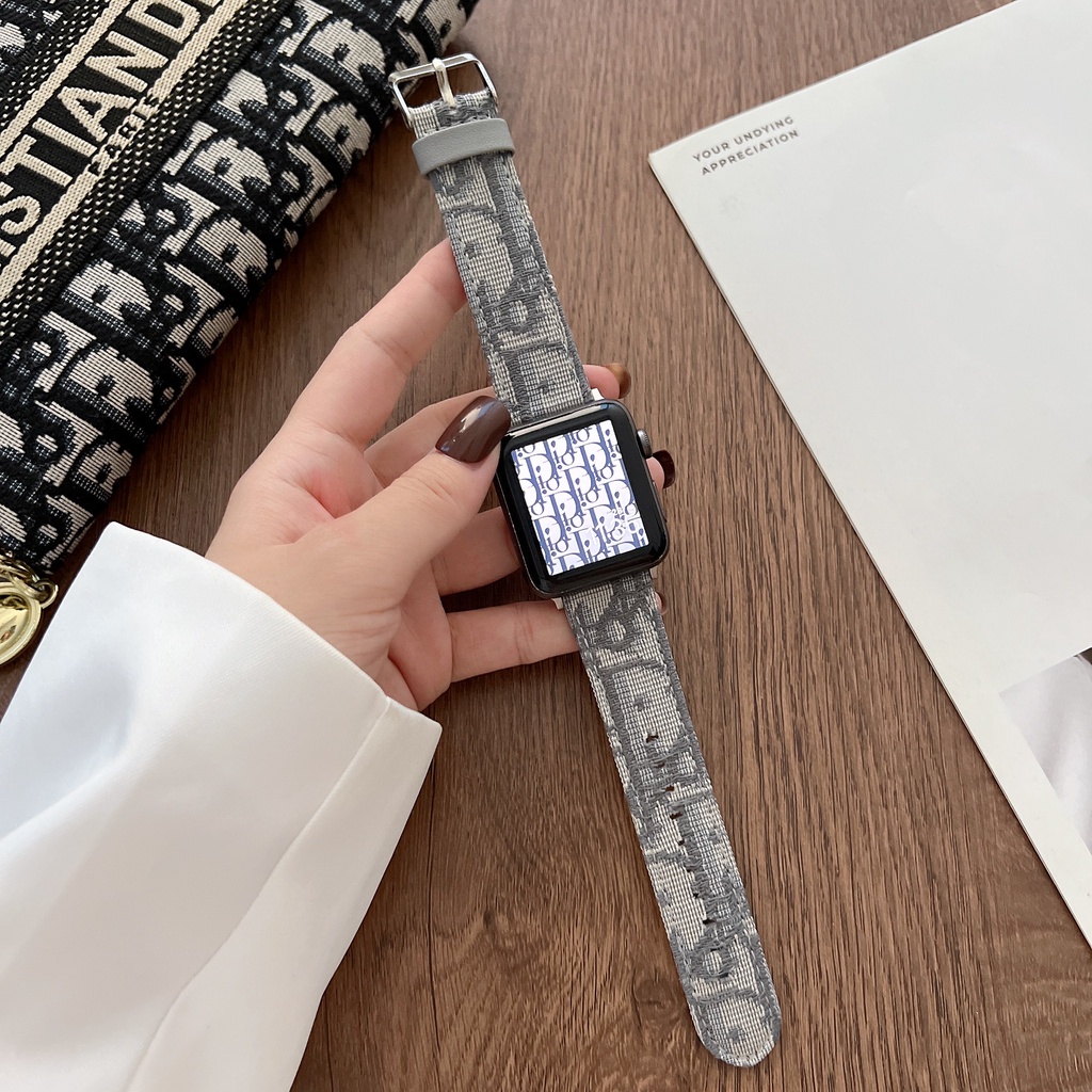 Dây Đeo Vải Họa Tiết DIOR Cho Đồng Hồ Thông Minh apple watch 8 6 SE 3 4 5 7