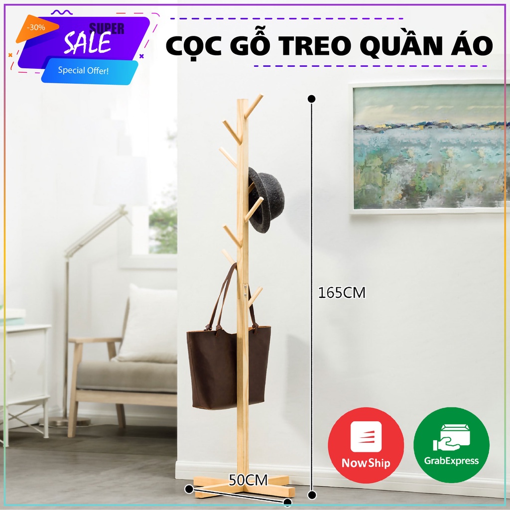 Giá treo quần áo hình cây Loại Thép - Loại Gỗ Lucinmart
