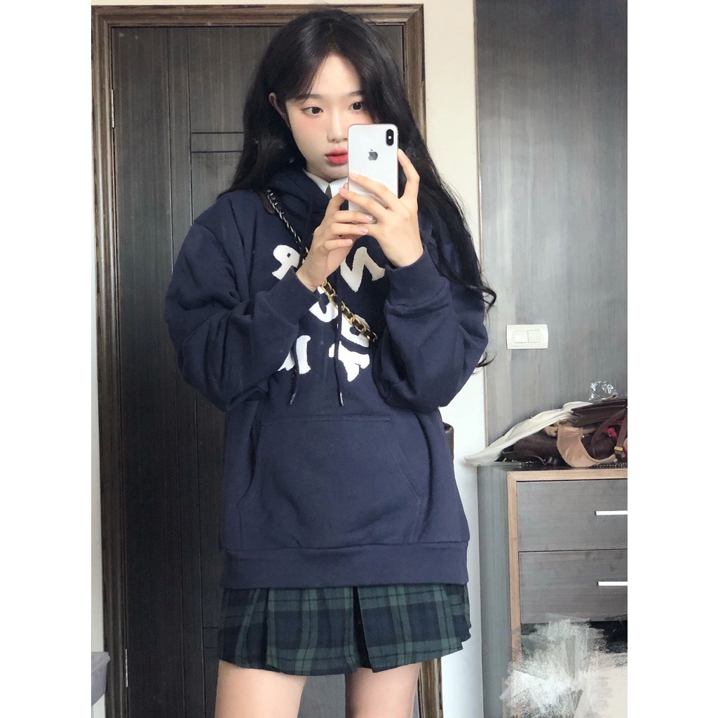 NRVP Áo Hoodie Tay Dài Oversize In Họa Tiết Phong Cách Hàn Quốc Kiểu Mới Cho Nam / Nữ