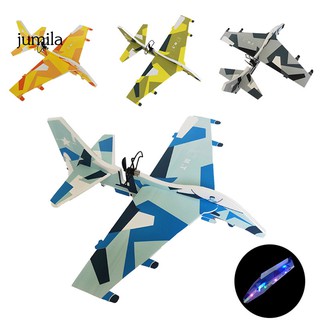 JUL DIY LED Hand Throw Fighter Fly Back Rechargeable Plane Model Education Kids Toy