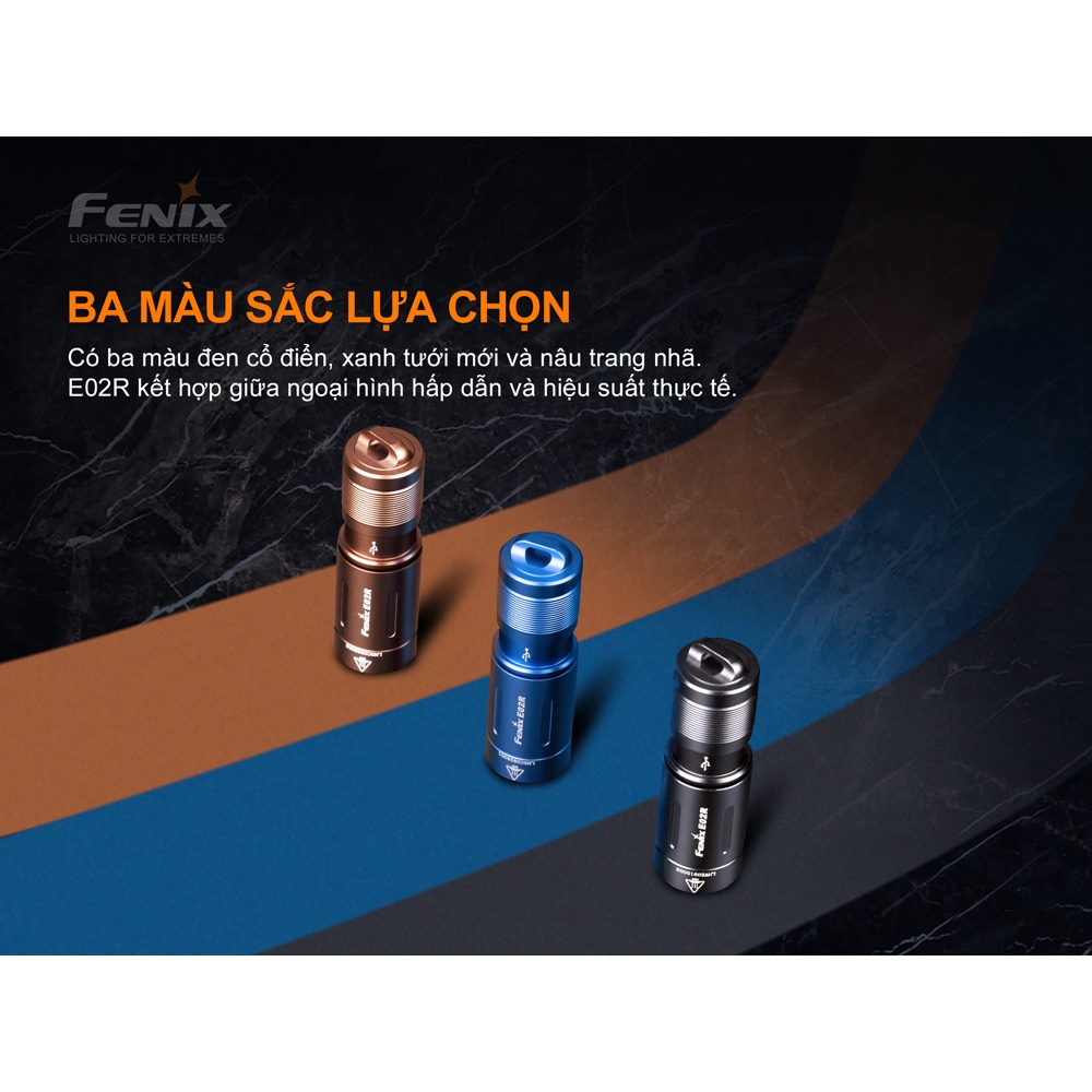 Đèn pin móc khóa FENIX E02R độ sáng 200 lumen chiếu xa 49m sạc Micro USB pin sạc 120mAh