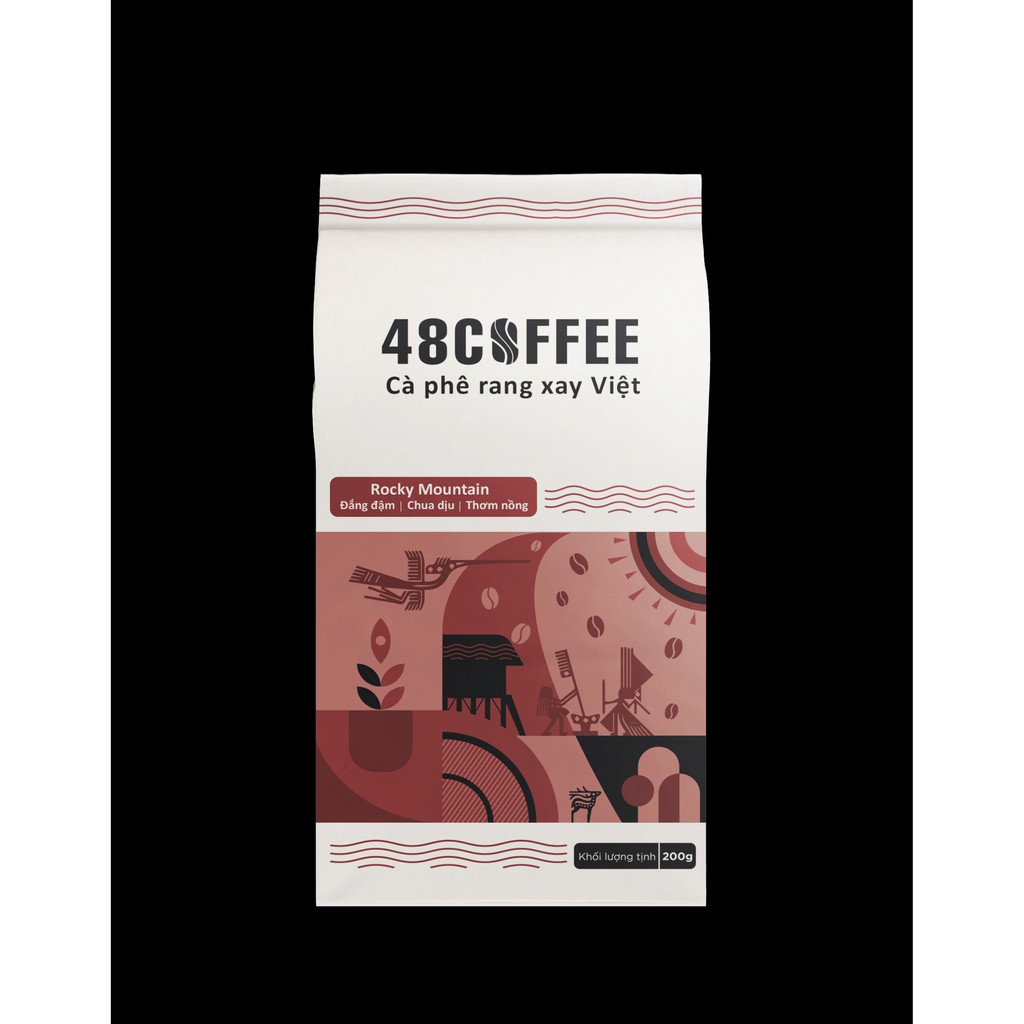 [HOT - Mã GREE10 giảm 10%] Cà Phê Rang Xay 48Coffee Rocky Mountain 200g - Ground Coffee 베트남 커피 ベトナムコーヒー