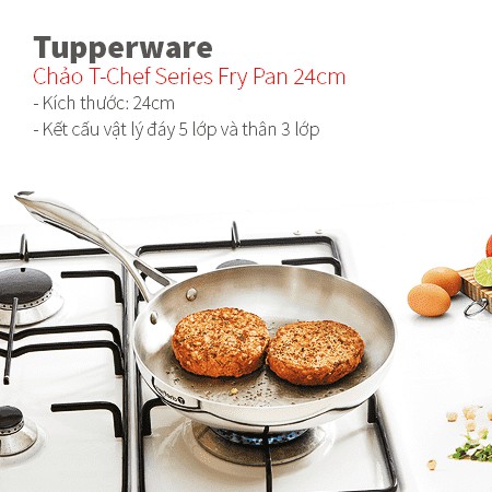 Chảo T Chef Series Frypan Nắp Kính Tupperware 24cm / 28cm Cao Cấp