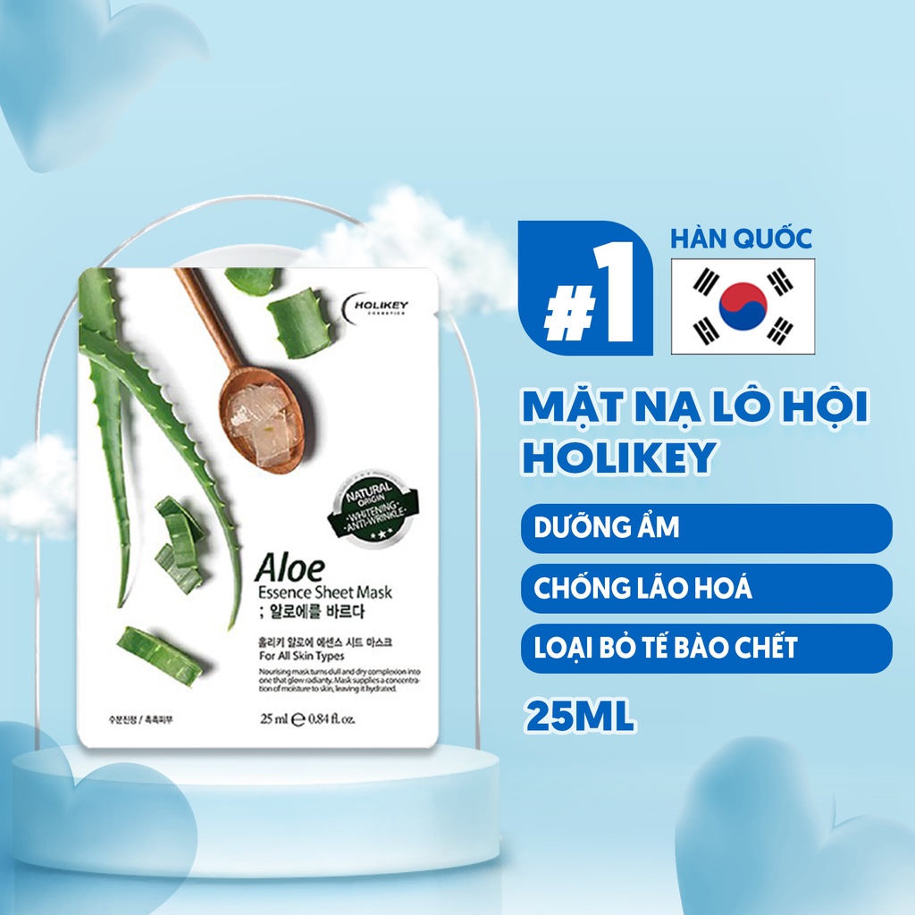 Mặt Nạ Lô Hội Cấp Ẩm - Làm Trắng Da HOLIKEY Aloe Essence Shhet Mask 25ml - 3W113