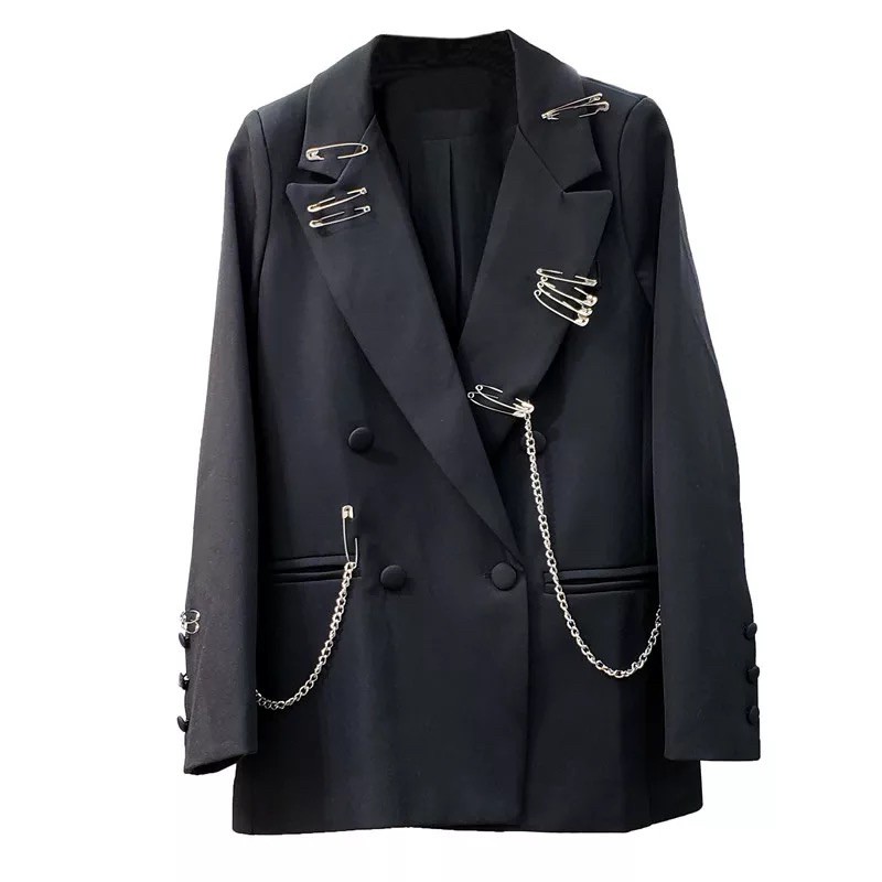 ÁO KHOÁC BLAZER VEST UNISEX  MẪU MỚI.T-A-N phong cách hàn AV01 màu đen tặng kèm