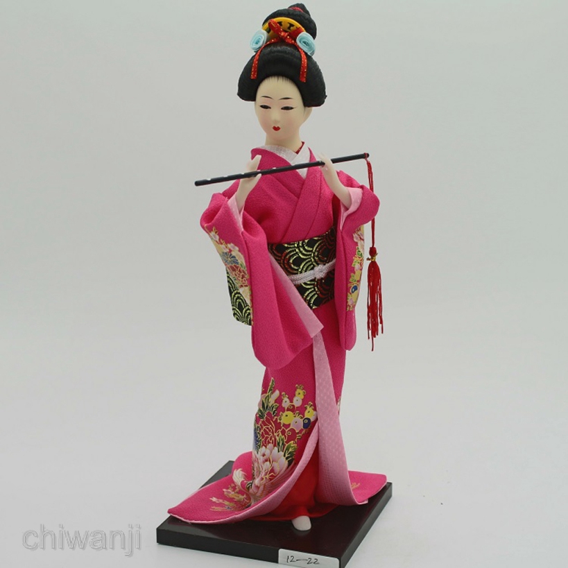 Búp bê Geisha phong cách Nhật Bản 12inch mặc kimono độc đáo