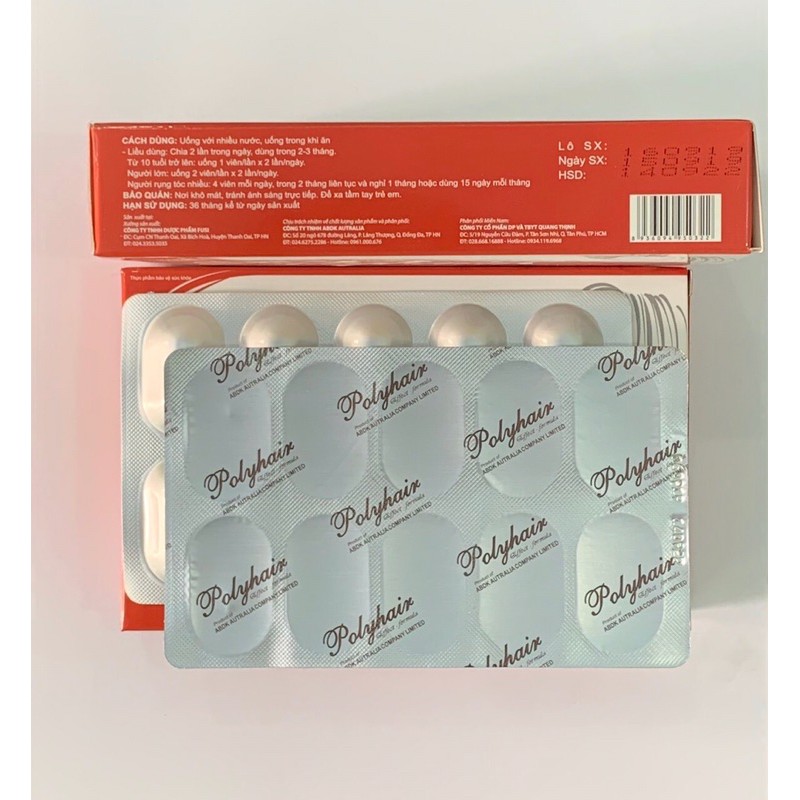 Dưỡng tóc POLYHAIR - Hộp 30 Viên - Dưỡng tóc suôn mượt, kích thích mọc tóc, ngăn ngừa rụng tóc, xơ tóc