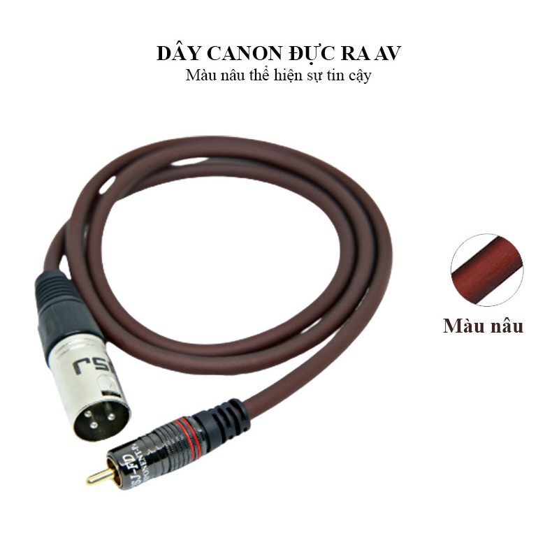 [Bán chạy nhất] Dây canon (XLR) đực ra đầu bông sen (AV/RCA) cái JSJ 606A vỏ ngoài bao bọc chắc chắn, 3 lớp bảo vệ chống