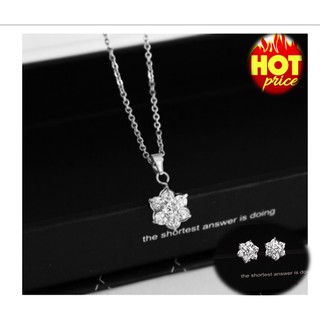 Bộ Dây chuyền và bộng tai inox nữ hình bông hoa. Vuốt sang trái để xem thêm ảnh!