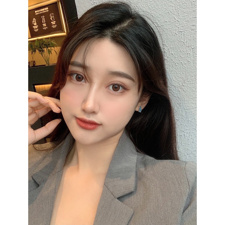 Bông tai gấu hình sao nhỏ màu xanh phong cách Hàn Quốc dành cho nữ