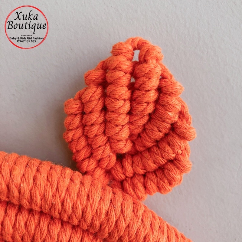 Thảm Dây Tua Rua Cầu Vồng Mặt Hồ Ly Macrame Treo Tường Phòng Trẻ Em Sz 27x22cm, Decor Phòng Dệt Tay Thủ Công Siêu Đẹp