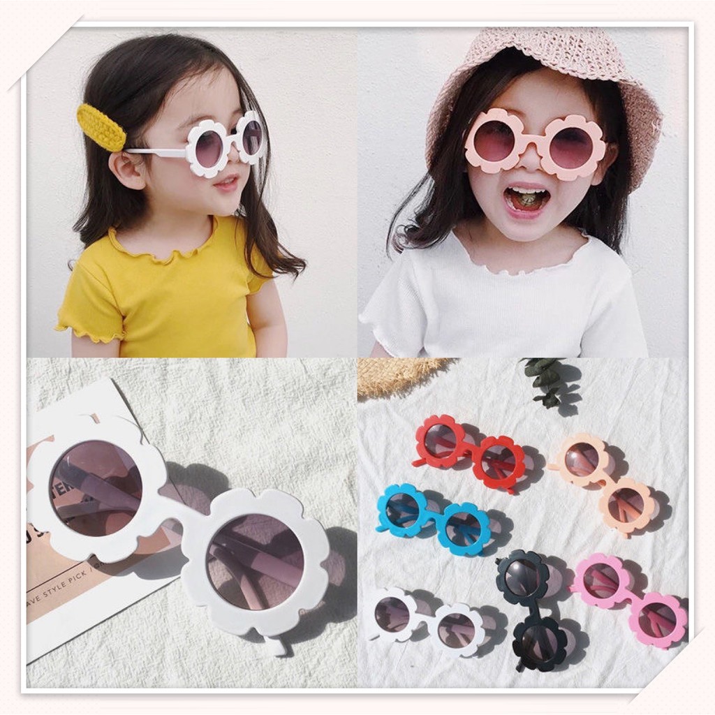 Mắt kính thời trang, kính râm cho bé 2-9 tuổi hình bông hoa mẫu mới nhất 2021, mã 1380