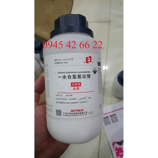 Hóa Chất Lithium hydroxide moonhydrate -LiOH.H2O Lọ 500g CAS: 1310-66-3