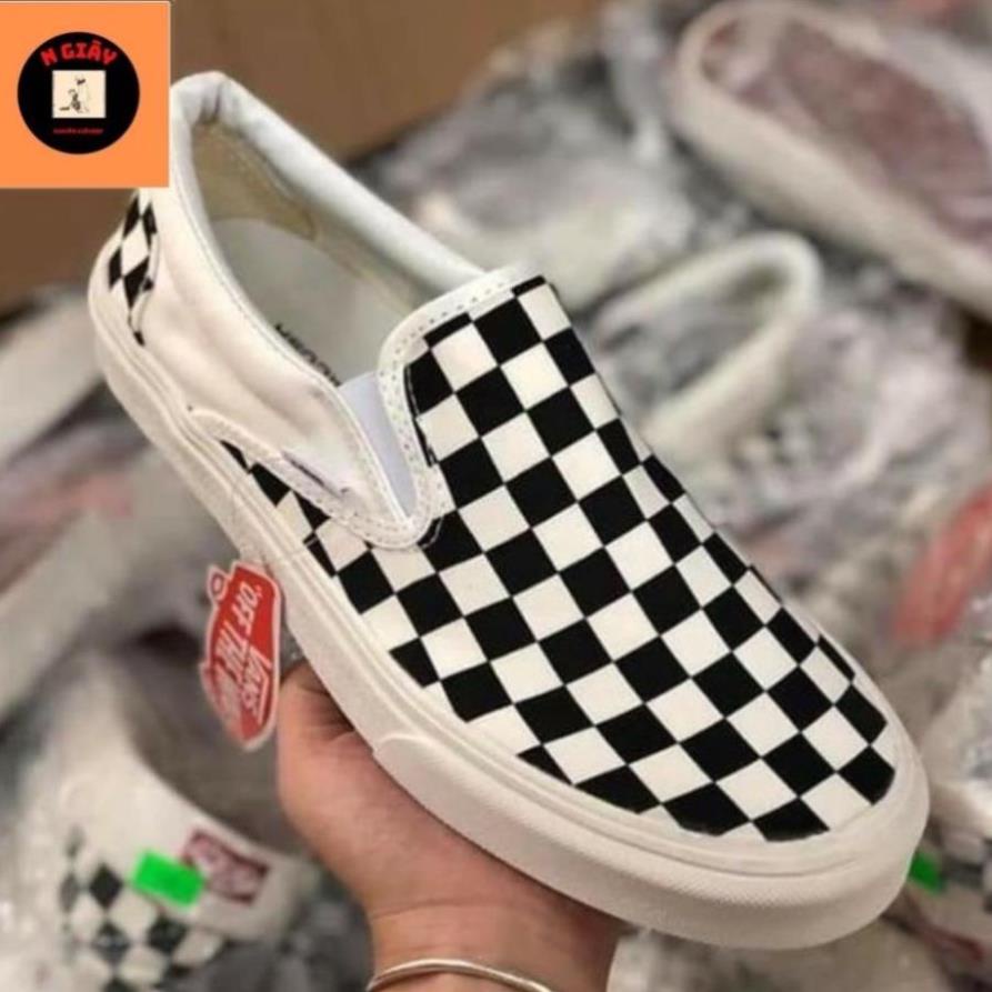 🔝 Giày Vans Caro Lười Classic Kẻ Ô Đen Trắng, Giày Nam Nữ Đi Chơi Thời Trang Giá Rẻ Full Box Bill 🖕 🍁