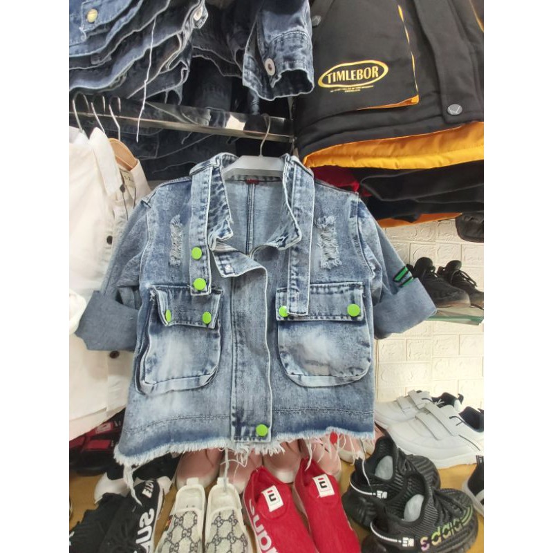[ảnh thật] Áo khoác jeans bé trai SBAJ25 sz 20-24kg (hàng có sẵn)