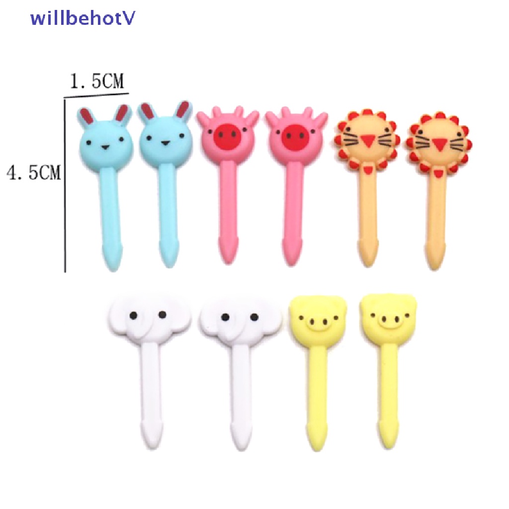 Bộ 10 Nĩa Ăn Trái Cây / Tráng Miệng Hình Động Vật Hoạt Hình Dễ Thương Dùng Trang Trí