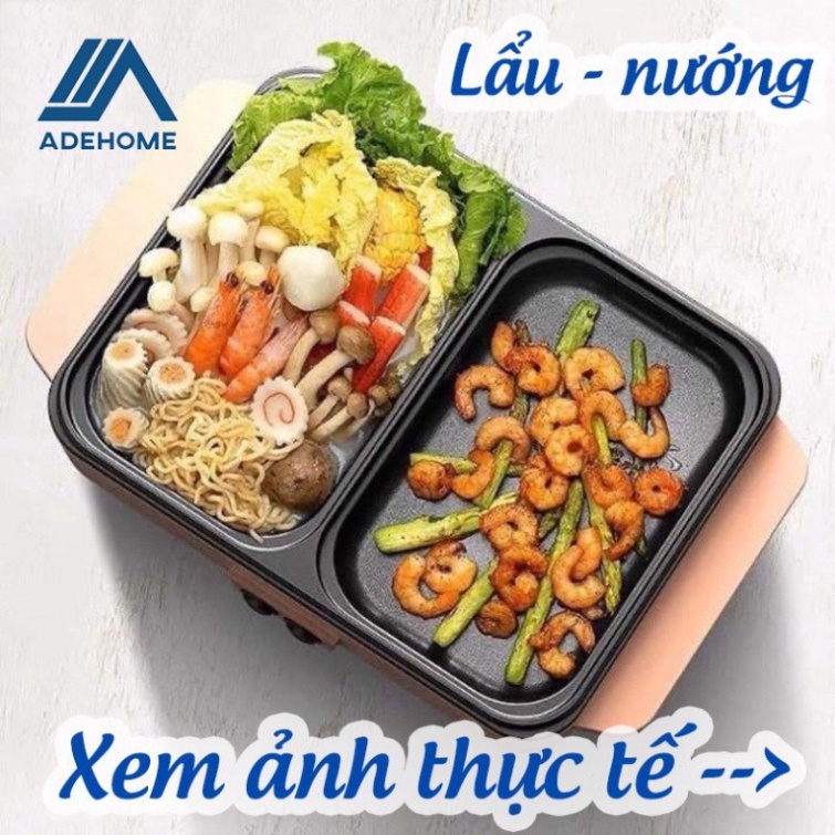 Bếp lẩu nướng 2 ngăn Hàn Quốc, Nồi lẩu 2 in 1 siêu chống dính đa năng_Bảo hành chính hãng 6 tháng bobstore01