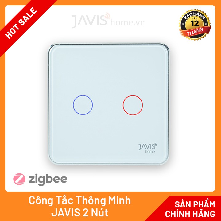 [CHÍNH HÃNG] Công tắc thông minh Zigbee JAVIS 2 nút vuông viền bạc. Công tắc điều khiển qua điện thoại, Google Home