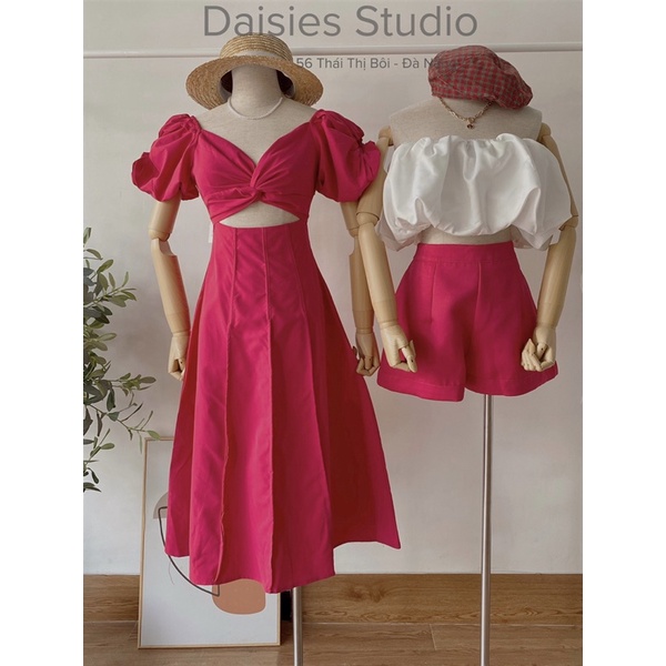 Set Áo Bí Trắng Kèm Quần Tacta Hồng,Đen (Freeship) Áo Cup Bí Bồng + Short